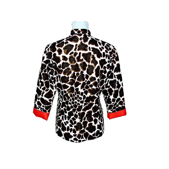 Chicos Leopard Animal Print Open Front Blazer Jacket With Red Trim Size 0 XS 4/6 - Picture 3 of 10